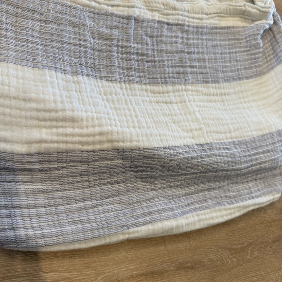 Cotton Gauzey Striped Blue & White Large Beach Bag Boho Hippie Beachy Vacation - Picture 4 of 5